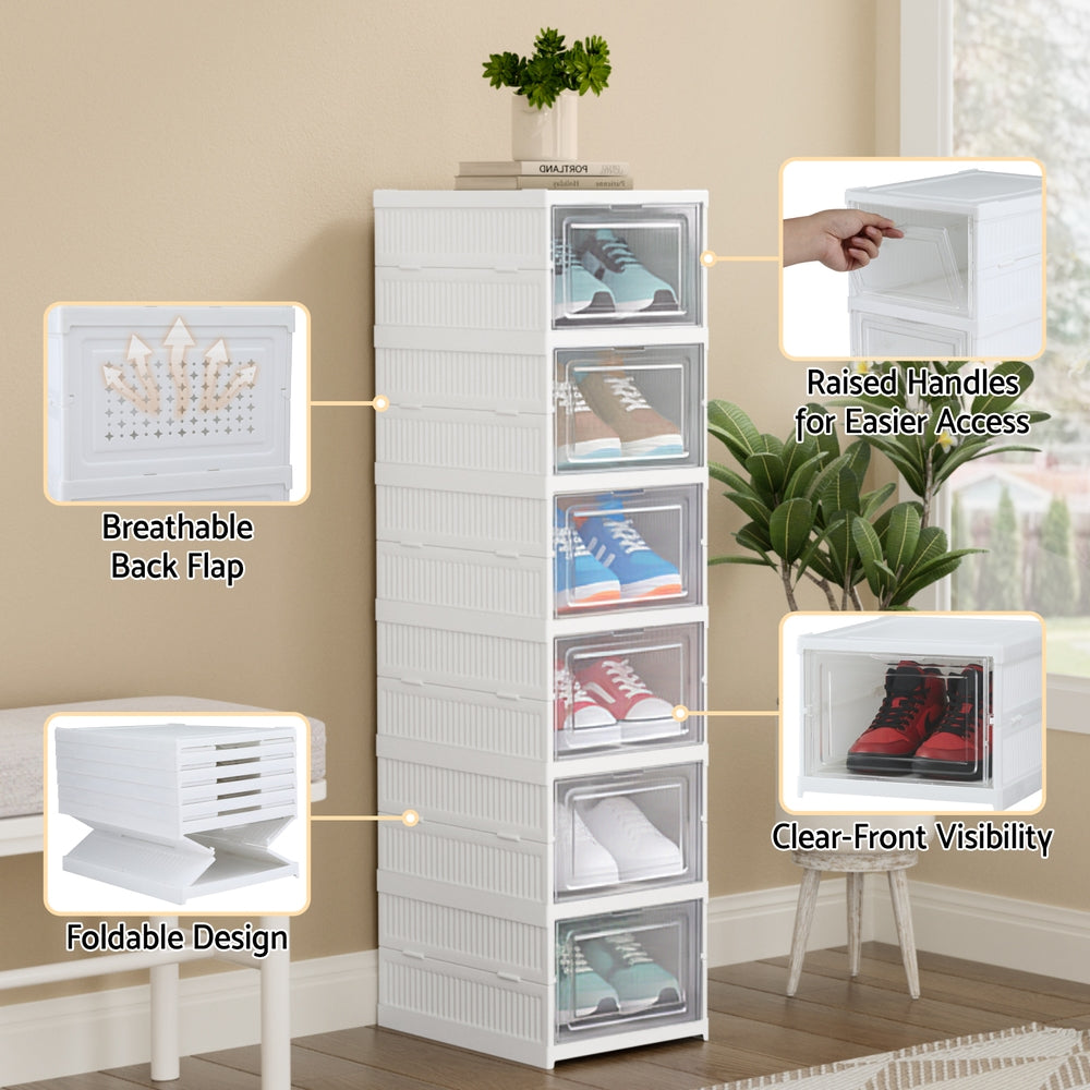 Artiss 6-Tier Foldable Shoe Rack Organizer - White