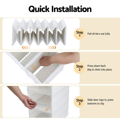 Artiss 6-Tier Foldable Shoe Rack Organizer - White