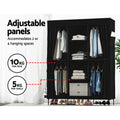 Artiss DIY Fabric Wardrobe 124x42x173cm - Large Capacity, Tool-Free Assembly, Black - SuperSaverAU - view 6