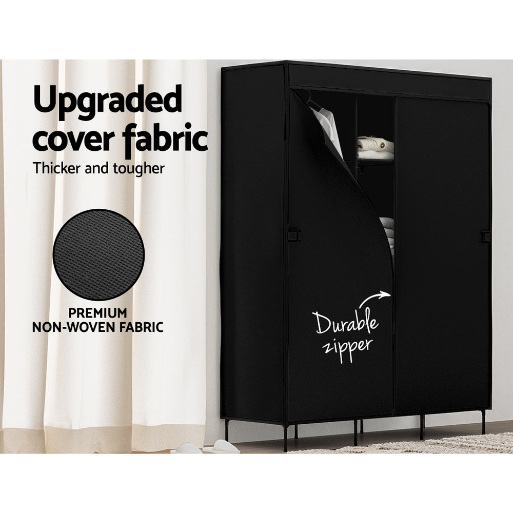 Artiss DIY Fabric Wardrobe 124x42x173cm - Large Capacity, Tool-Free Assembly, Black