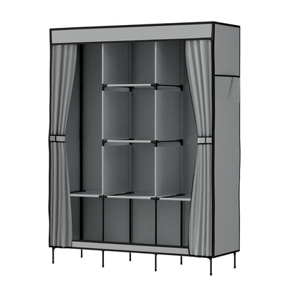 Artiss DIY Fabric Wardrobe Grey 124x42x173cm with Adjustable Panels & Tool-Free Assembly