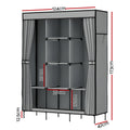 Artiss DIY Fabric Wardrobe Grey 124x42x173cm with Adjustable Panels & Tool-Free Assembly - SuperSaverAU - view 4