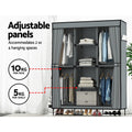 Artiss DIY Fabric Wardrobe Grey 124x42x173cm with Adjustable Panels & Tool-Free Assembly - SuperSaverAU - view 6