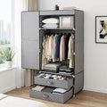 Artiss Portable Clothes Closet – Grey 75cm with Magnetic Door & Drawers