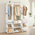 Artiss Portable Clothes Closet – White 130cm, 3 Rods & 9 Shelves
