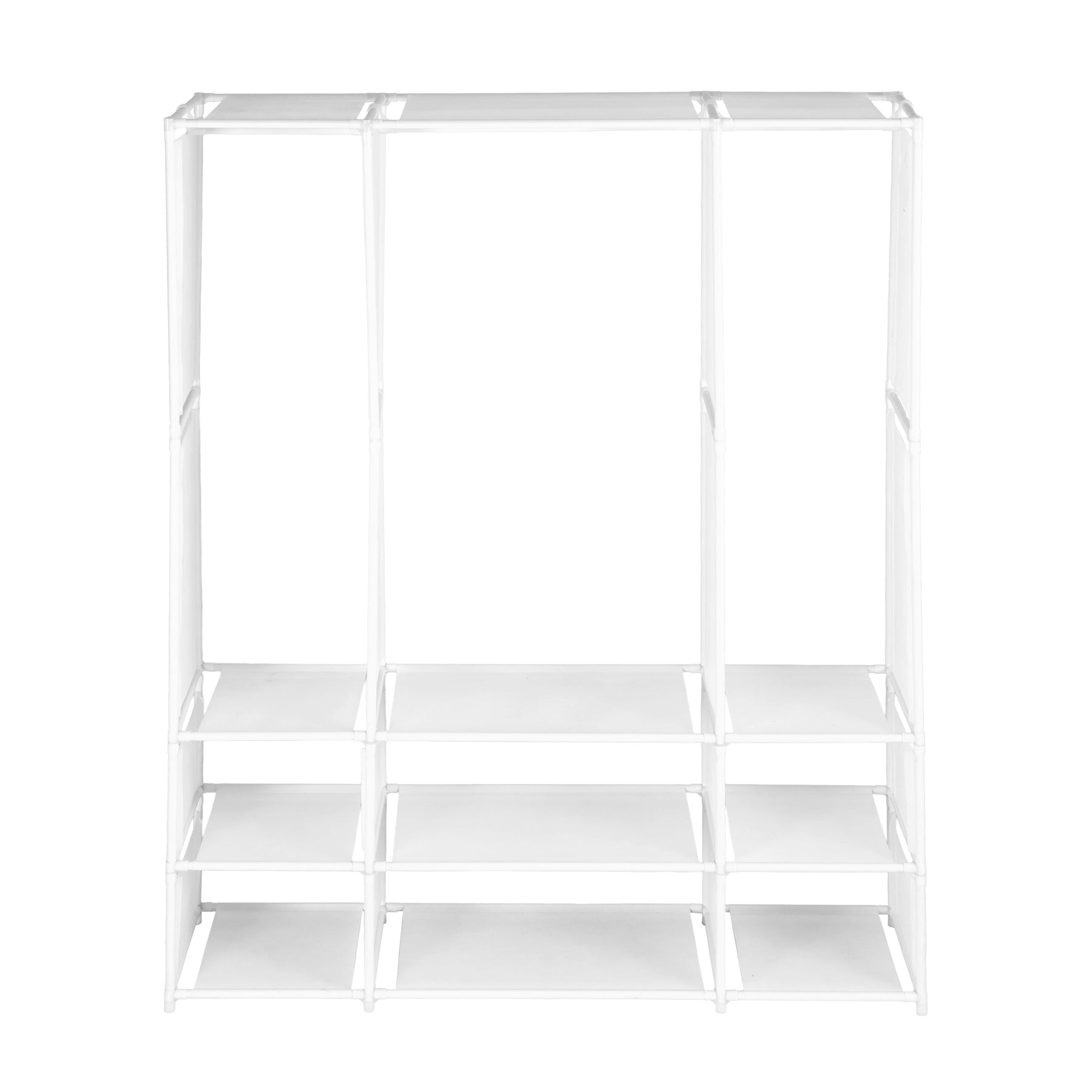 Artiss Portable Clothes Closet – White 130cm, 3 Rods & 9 Shelves