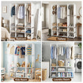 Artiss Portable Clothes Closet – White 130cm, 3 Rods & 9 Shelves