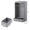 Artiss Portable Clothes Closet – Grey 90cm with Tiebacks & 3 Drawers