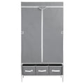 Artiss Portable Clothes Closet – Grey 90cm with Tiebacks & 3 Drawers