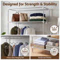 Artiss Portable Clothes Closet – Grey 90cm with Tiebacks & 3 Drawers