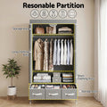 Artiss Portable Clothes Closet – Grey 90cm with Tiebacks & 3 Drawers