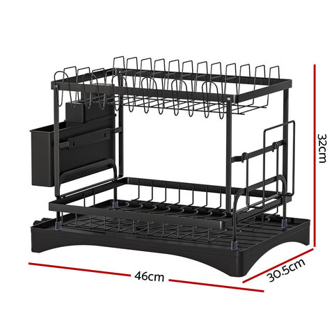 Cefito 2 Tier Dish Rack, Detachable Design, Steel Frame, 46cm x 30.5cm x 32cm - SuperSaverAU - view 1