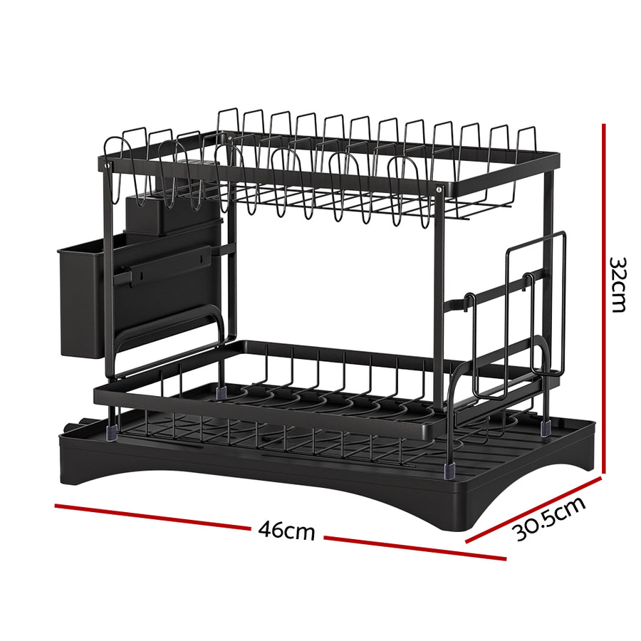 Cefito 2 Tier Dish Rack, Detachable Design, Steel Frame, 46cm x 30.5cm x 32cm - SuperSaverAU - view 1