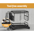 Cefito 2 Tier Dish Rack, Detachable Design, Steel Frame, 46cm x 30.5cm x 32cm - SuperSaverAU - view 4