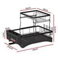 Cefito 2-Tier Dish Rack, Detachable Design, Steel Frame, 54cm x 31.5cm x 33.5cm - SuperSaverAU - view 2