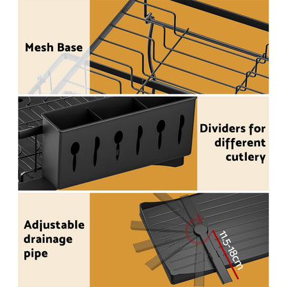 Cefito 2-Tier Dish Rack, Detachable Design, Steel Frame, 54cm x 31.5cm x 33.5cm