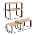 Cefito Kitchen Storage Shelf Organiser Set – Pine Wood 2 Pack