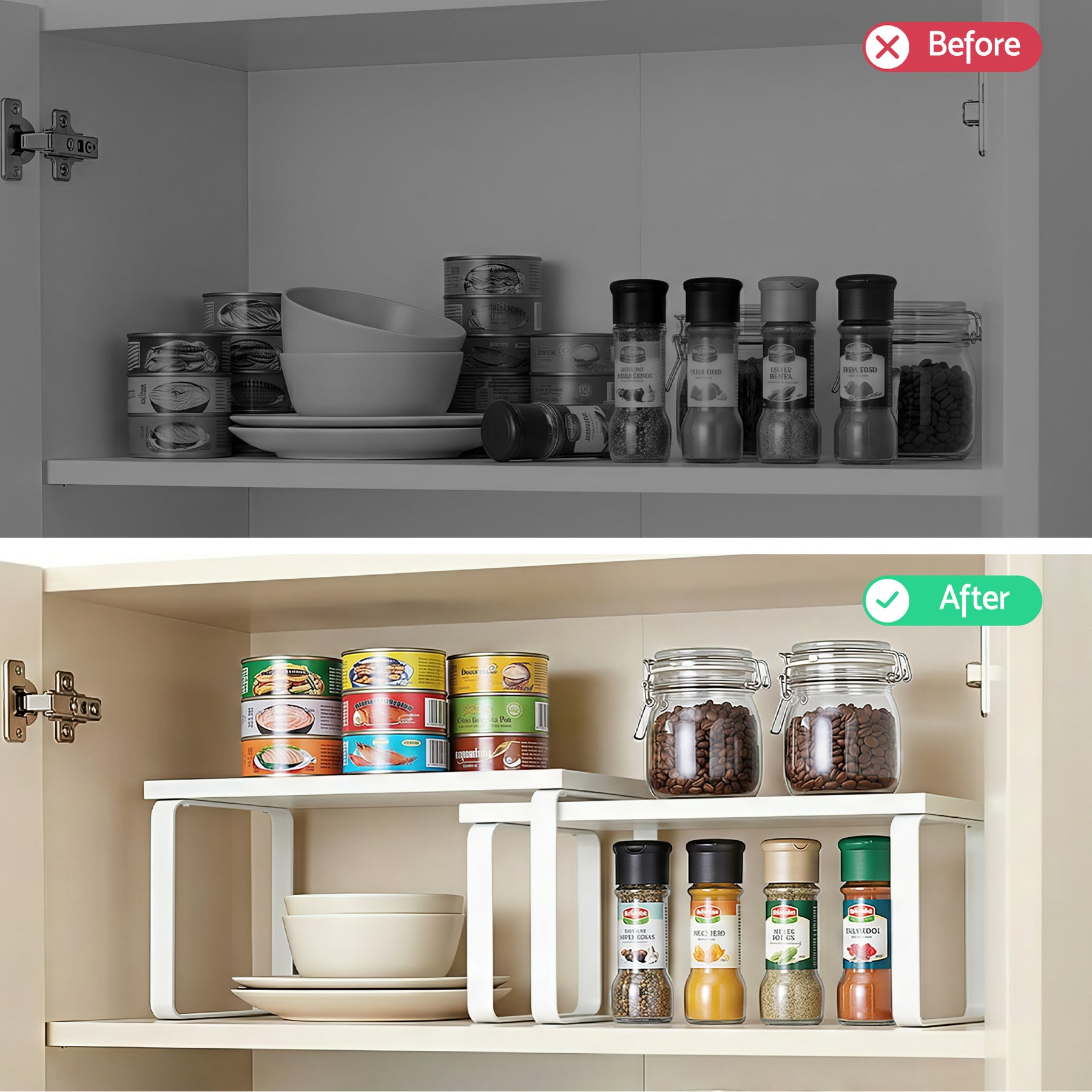Cefito Kitchen Storage Shelf Organiser Set – White 2 Pack