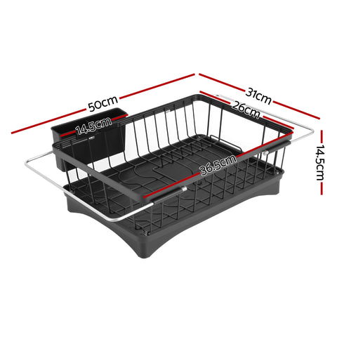 Cefito Expandable Dish Drying Rack – Black, Auto Drainage with 360° Swivel Spout