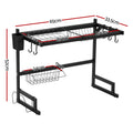 Cefito Over Sink Dish Drying Rack – Black 65cm, 2 Tier Carbon Steel