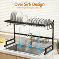 Cefito Over Sink Dish Drying Rack – Black 65cm, 2 Tier Carbon Steel