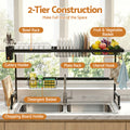 Cefito Over Sink Dish Drying Rack – Black 85cm, 2 Tier Carbon Steel