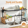 Cefito Over Sink Dish Drying Rack – Black 85cm, 2 Tier Carbon Steel
