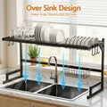 Cefito Over Sink Dish Drying Rack – Black 85cm, 2 Tier Carbon Steel