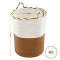 Artiss 47L Woven Laundry Basket – White & Brown Cotton Rope with Handles