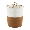 Artiss 47L Woven Laundry Basket – White & Brown Cotton Rope with Handles