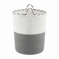 Artiss 47L Woven Laundry Basket – White & Grey Cotton Rope with Handles