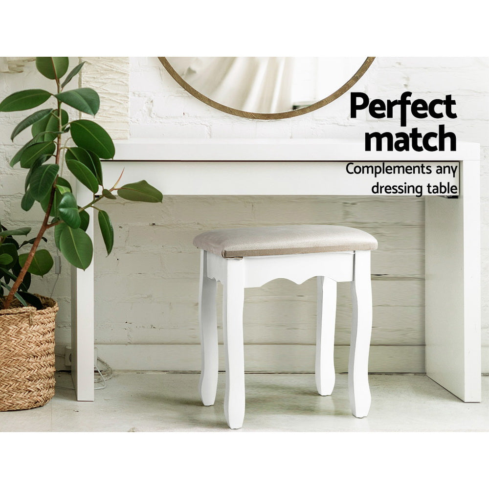 Artiss Velvet Dressing Table Stool Grey - French Provincial Design