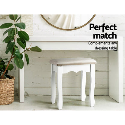 Artiss Velvet Dressing Table Stool Grey - French Provincial Design