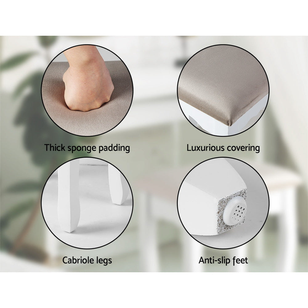 Artiss Velvet Dressing Table Stool Grey - French Provincial Design