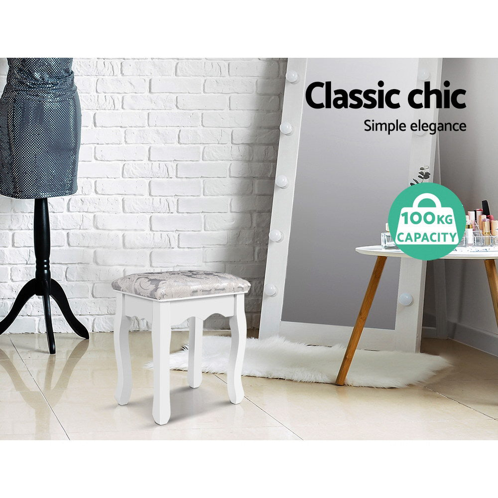Artiss Velvet Dressing Table Stool White - SuperSaverAU - view 3