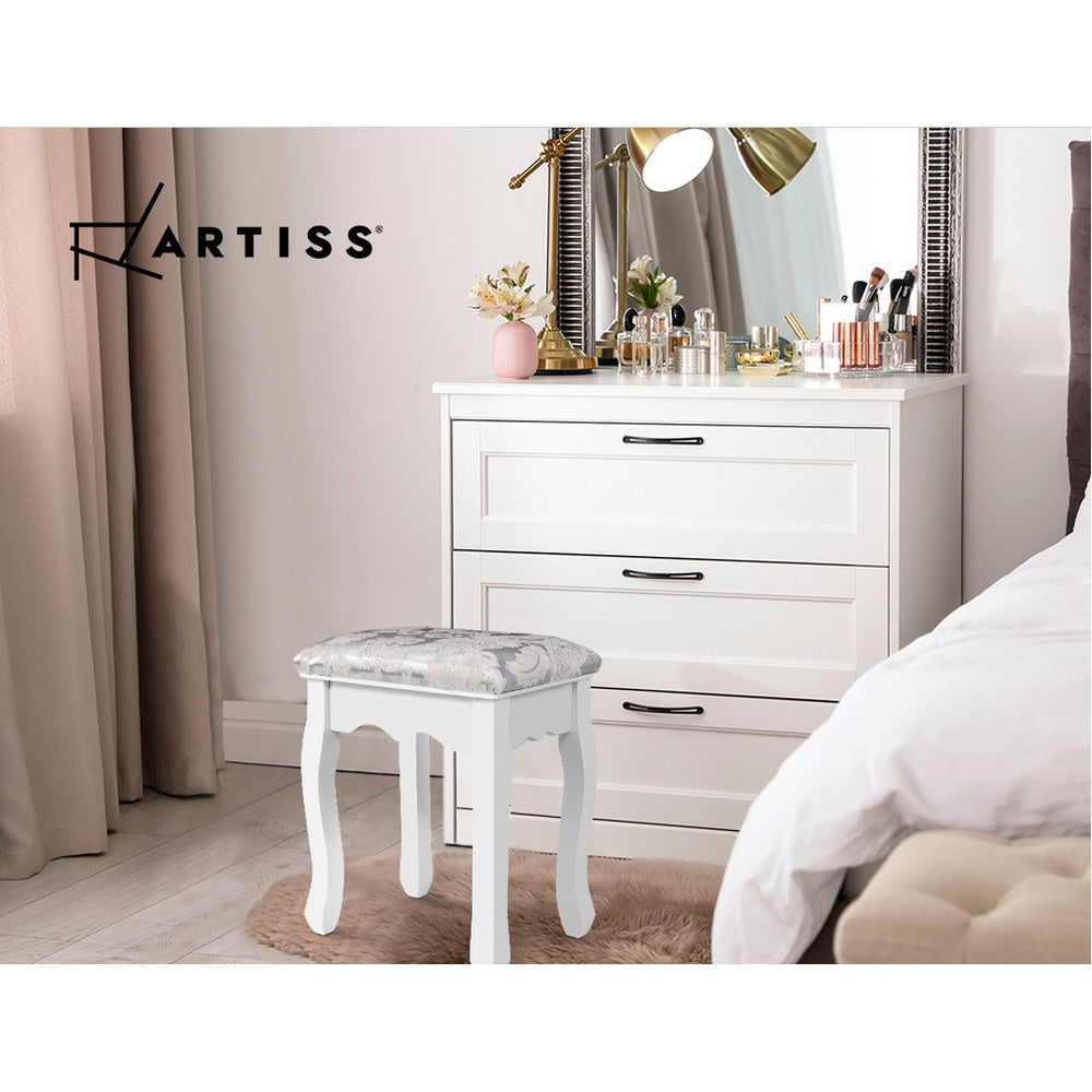 Artiss Velvet Dressing Table Stool White - SuperSaverAU - view 6