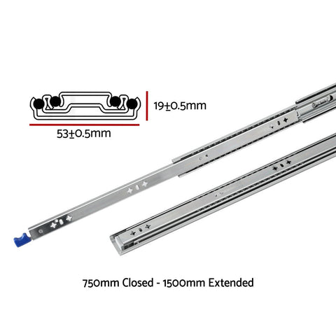 Giantz Heavy Duty Drawer Slides 115kg Load Capacity 750-1500mm Full Extension - SuperSaverAU - view 2