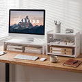 Artiss 2-in-1 Monitor Stand & 3-Tier Desk Organiser – White PVC, 20kg Capacity