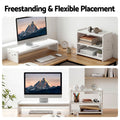 Artiss 2-in-1 Monitor Stand & 3-Tier Desk Organiser – White PVC, 20kg Capacity