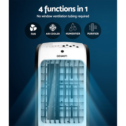 Devanti 4L Evaporative Air Cooler Humidifier with Remote Control and Ioniser