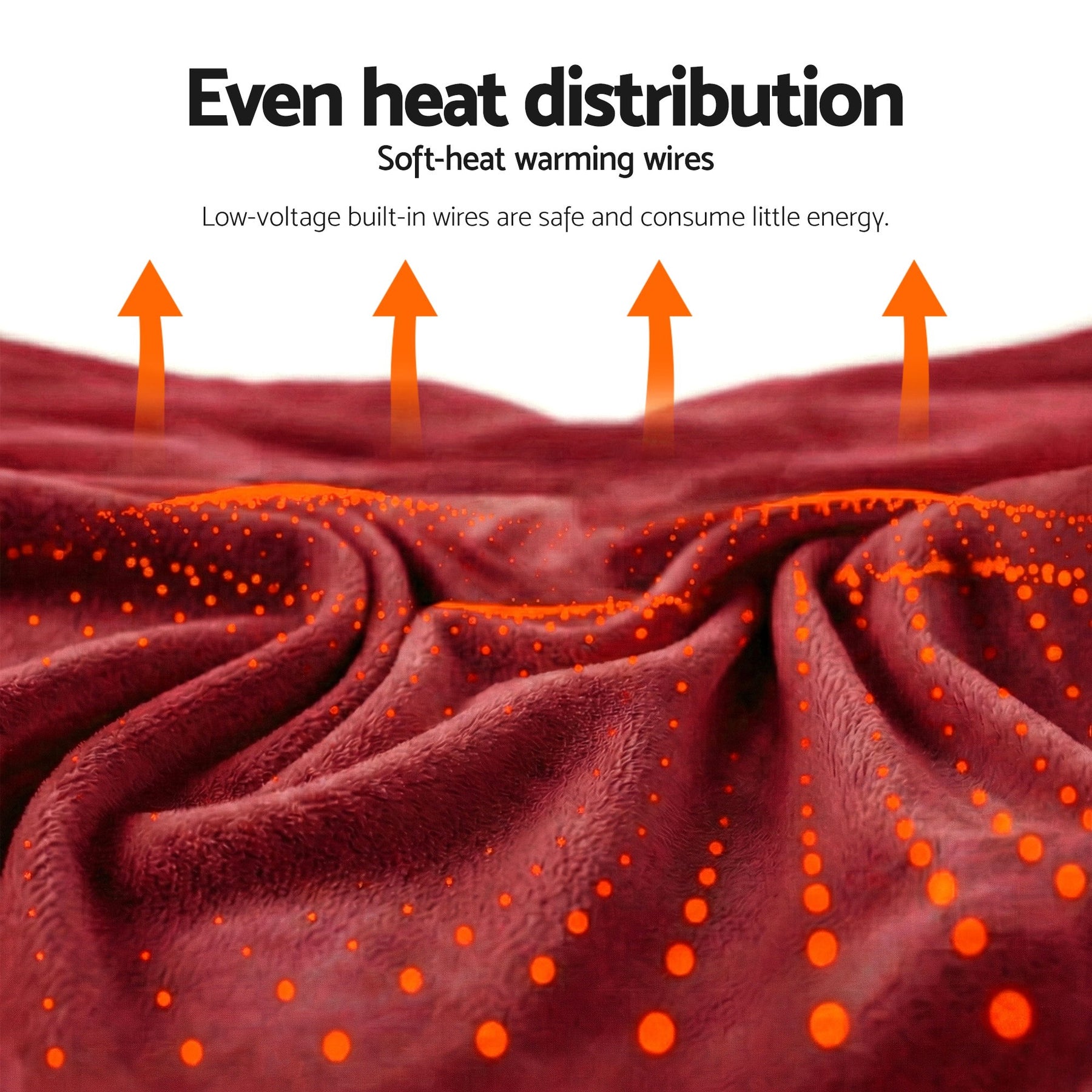 Giselle Bedding Electric Throw Rug – Burgundy 200 x 180cm, 9 Heat Settings