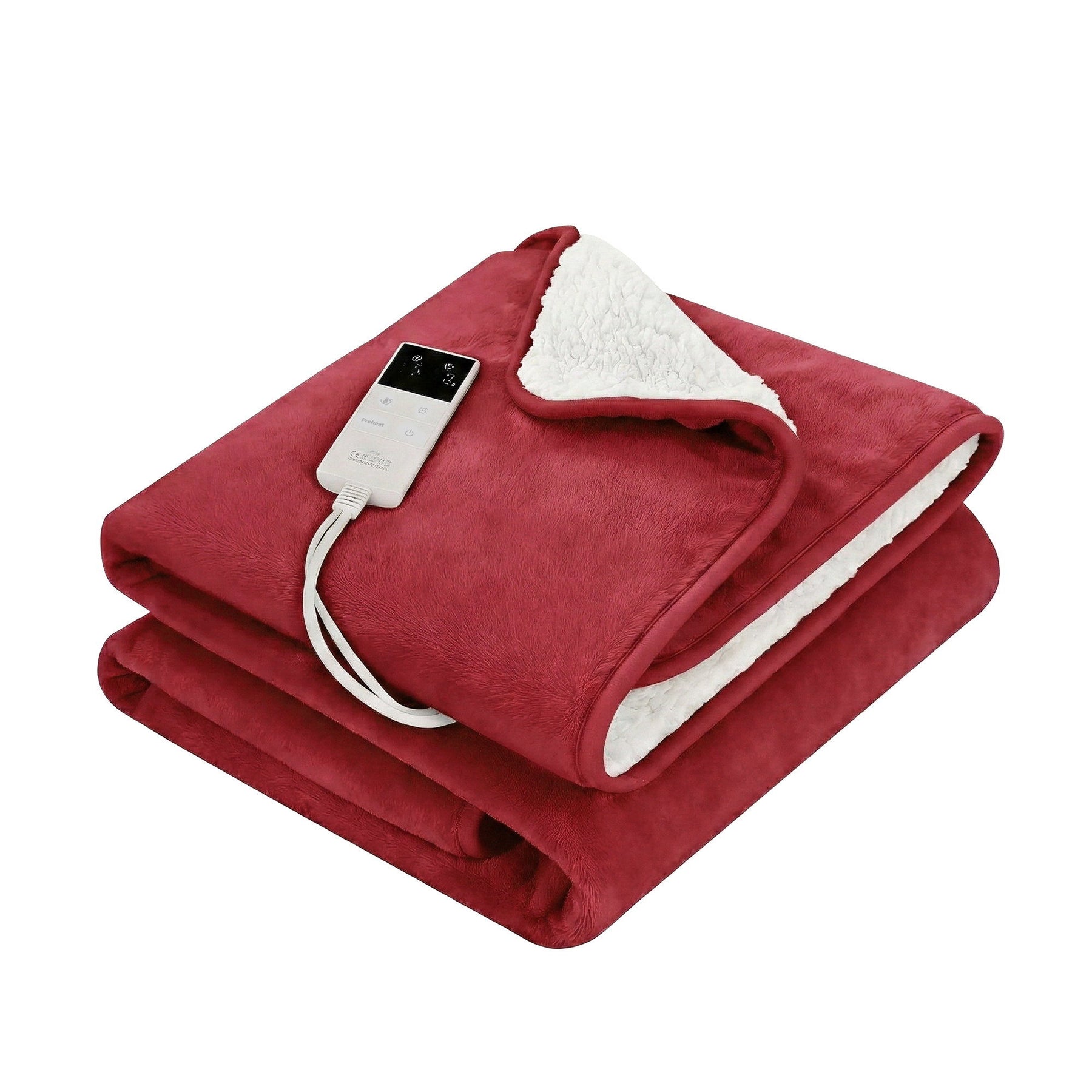 Giselle Bedding Electric Throw Rug – Burgundy 160 x 130cm, 9 Heat Settings