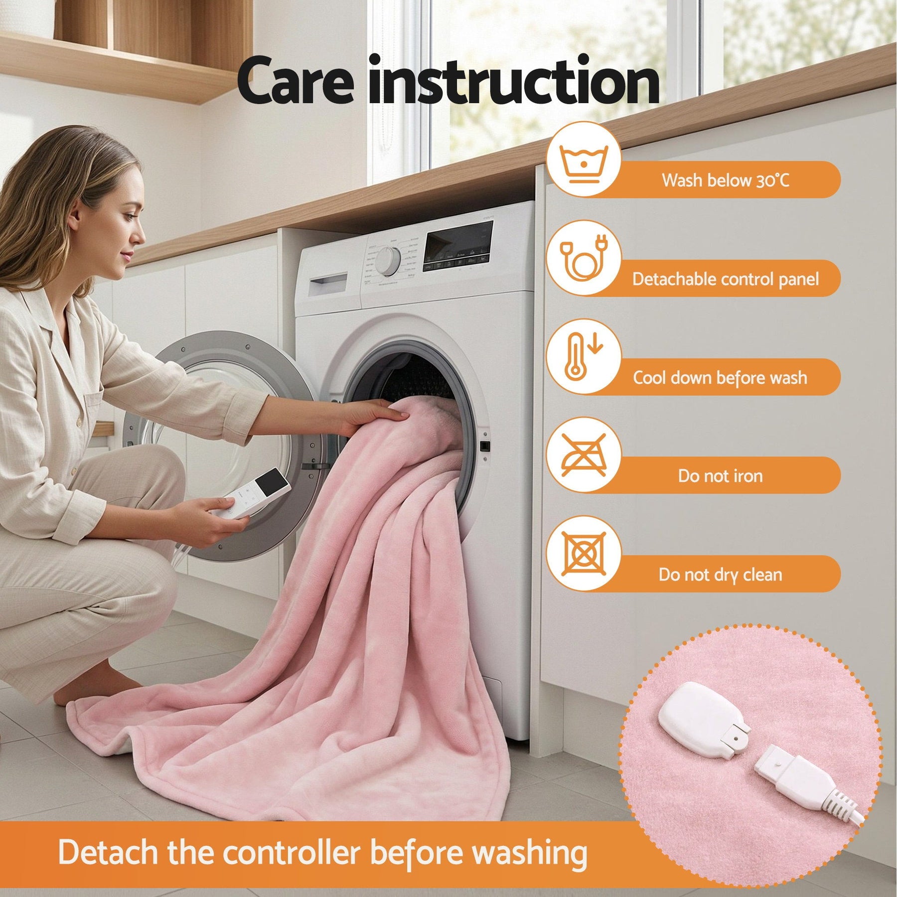Giselle Bedding Electric Throw Rug – Pink 160 x 130cm, 9 Heat Settings