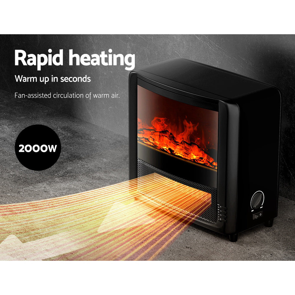 Devanti 2000W Electric Fireplace Heater - Black