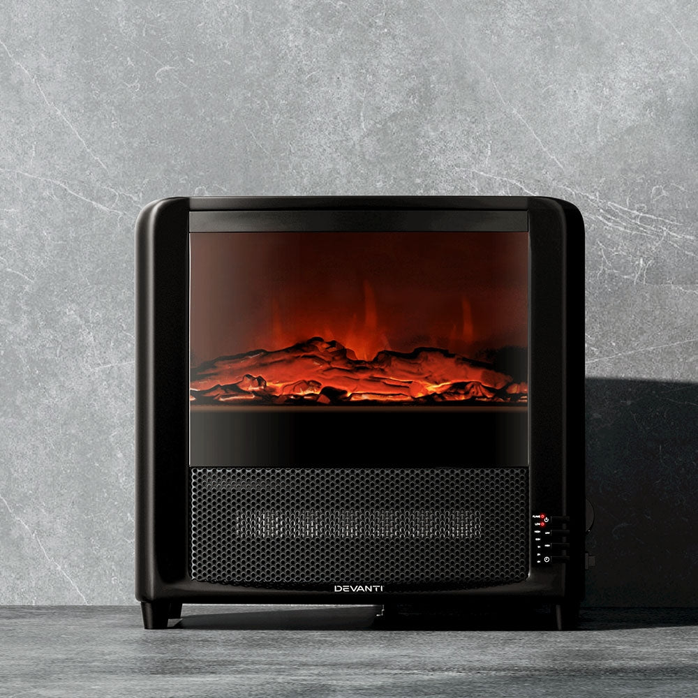 Devanti 2000W Electric Fireplace Heater - Black