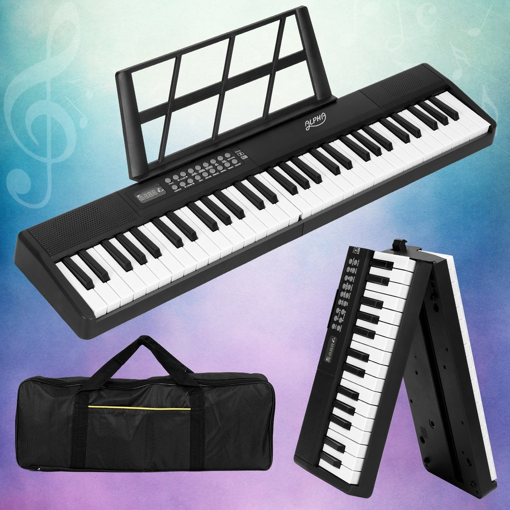 Alpha 61-Key Foldable Electronic Piano Keyboard with Carry Bag