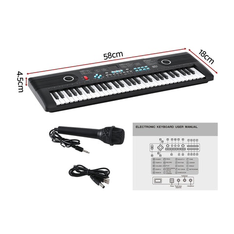 Alpha 61-Key Digital Piano Keyboard with Microphone - Black