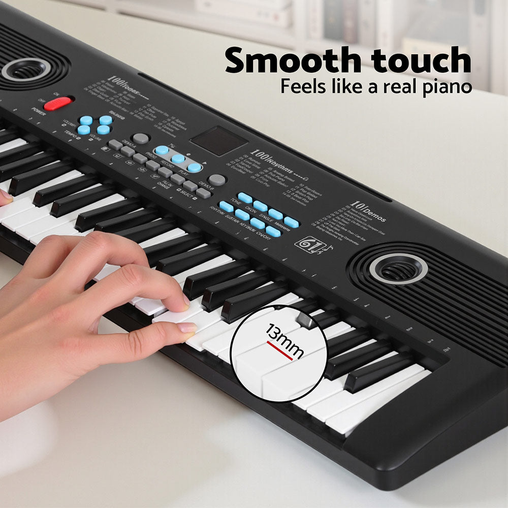 Alpha 61-Key Digital Piano Keyboard with Microphone - Black
