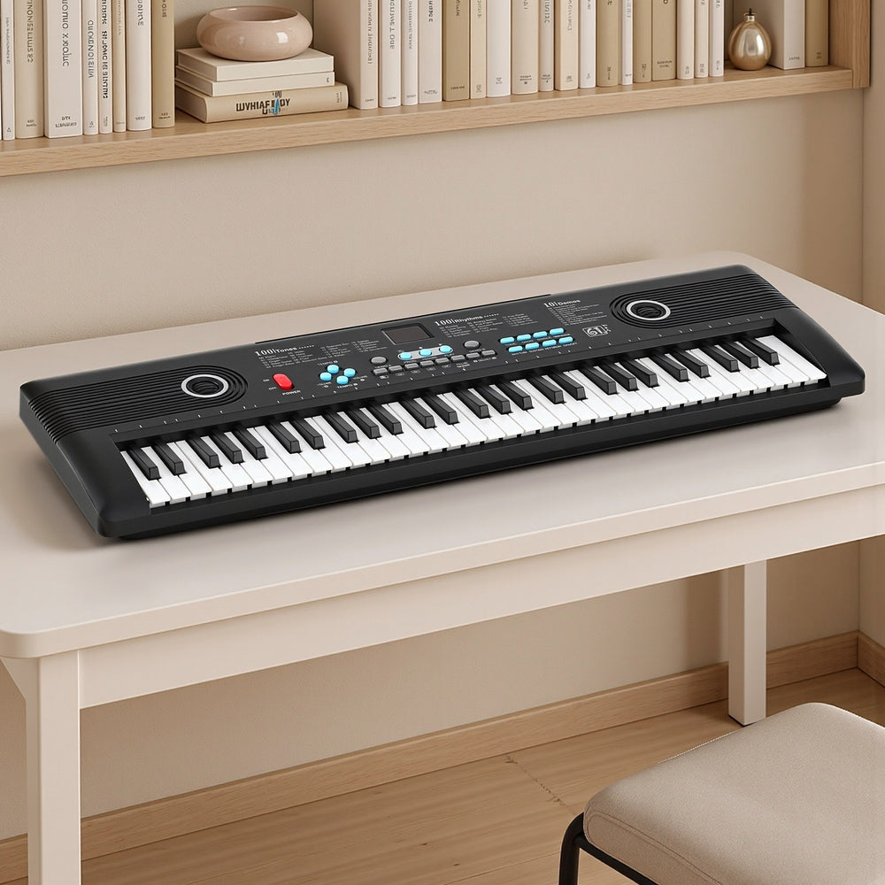 Alpha 61-Key Digital Piano Keyboard with Microphone - Black