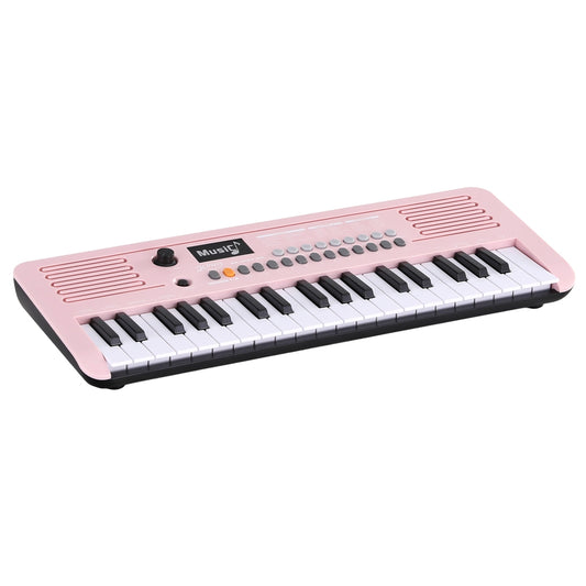 Alpha 37-Key Pink Digital Piano Keyboard for Kids with 3-Step Lesson Mode